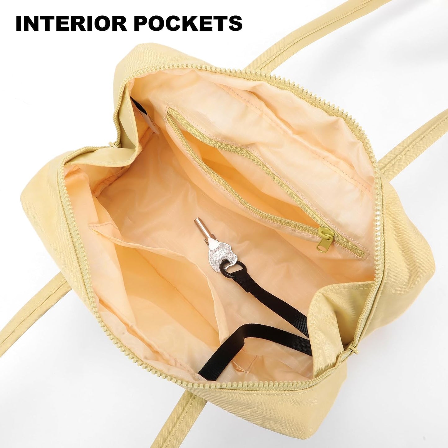 Nylon Bowler Bag for Women: Slouchy Lightweight with Charm Loop | Shoulder,Handbags,Tote,Hobo,Cute,East-West,Key Strap,Small,Roomy,Machine Washable,Everyday Use Outings