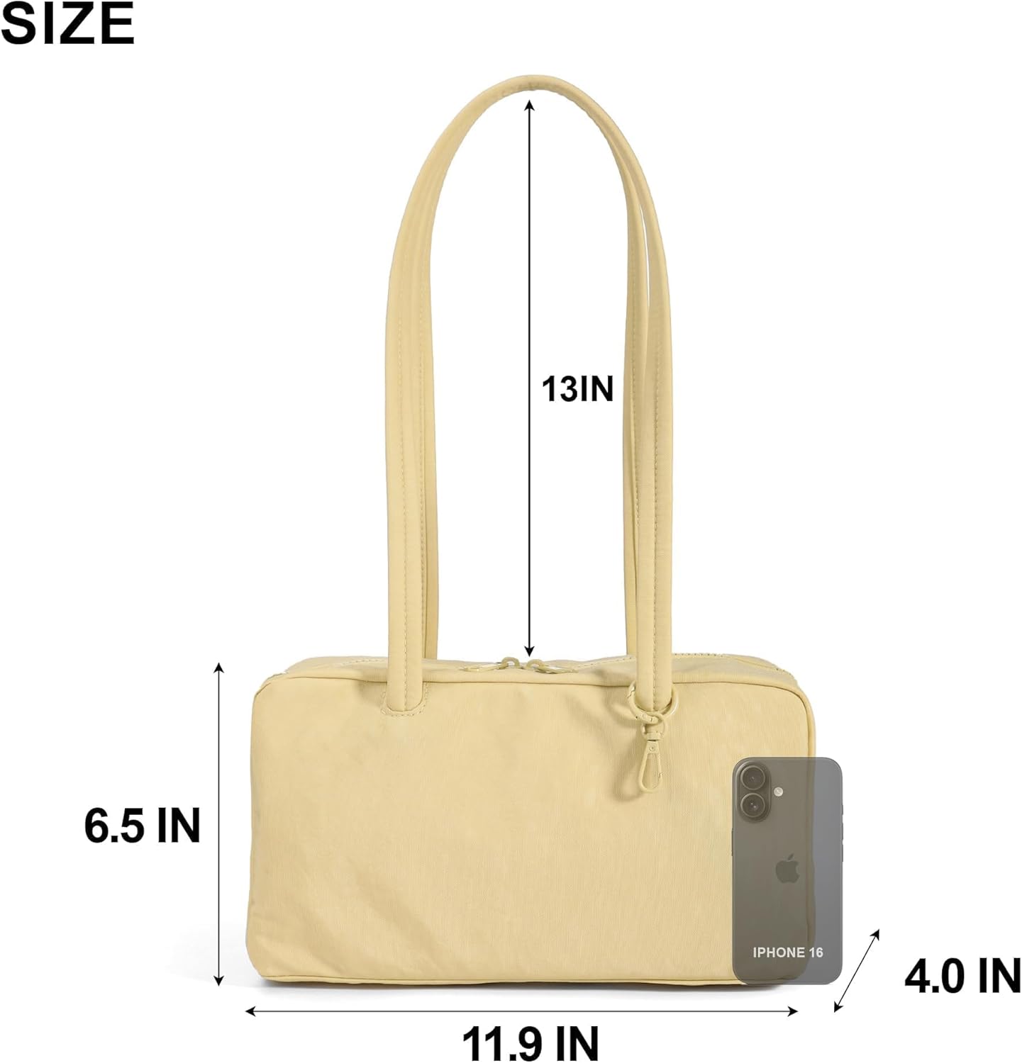 Nylon Bowler Bag for Women: Slouchy Lightweight with Charm Loop | Shoulder,Handbags,Tote,Hobo,Cute,East-West,Key Strap,Small,Roomy,Machine Washable,Everyday Use Outings