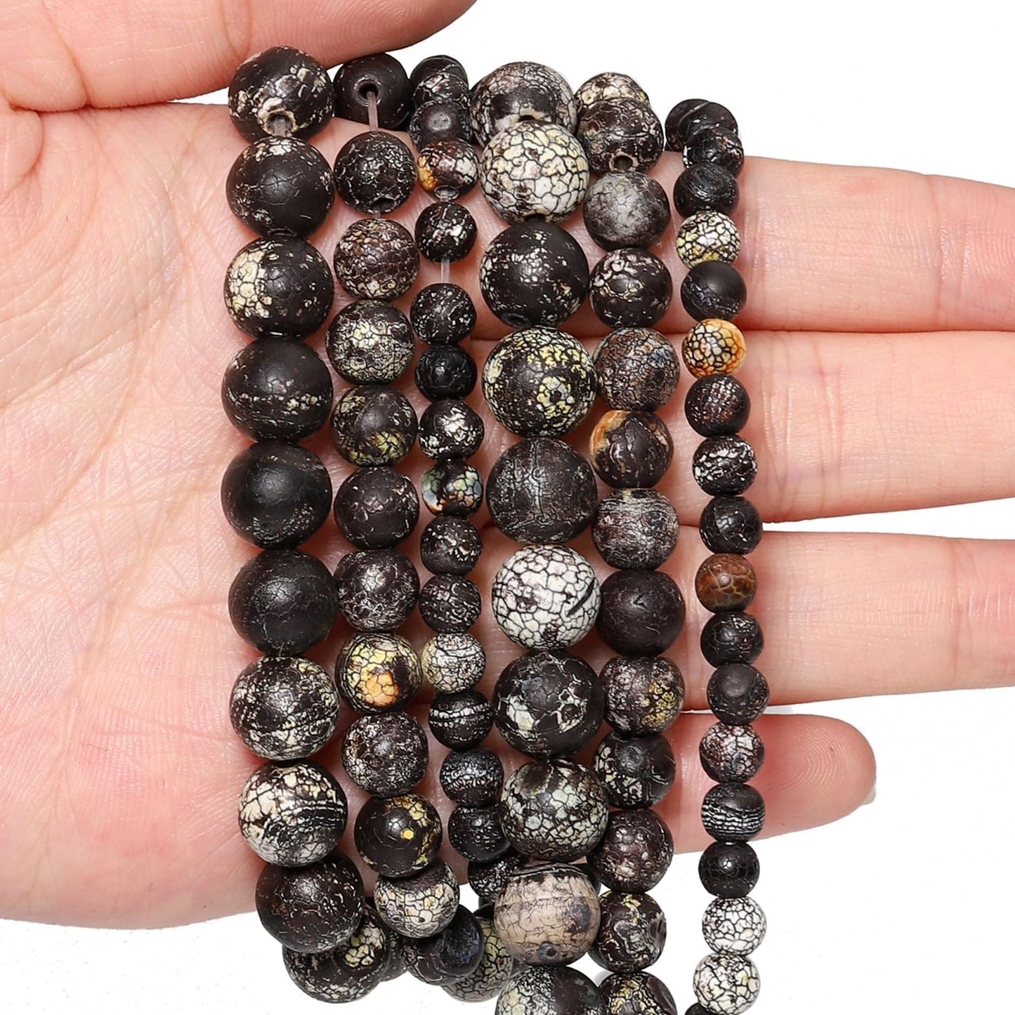 60pcs Round Loose Yellow Fire Agate Beads for Bracelet Beads，6mm Gemstone Bead Round Loose Stone Beads for Jewelry Making DIY Bracelet Necklace Earrings