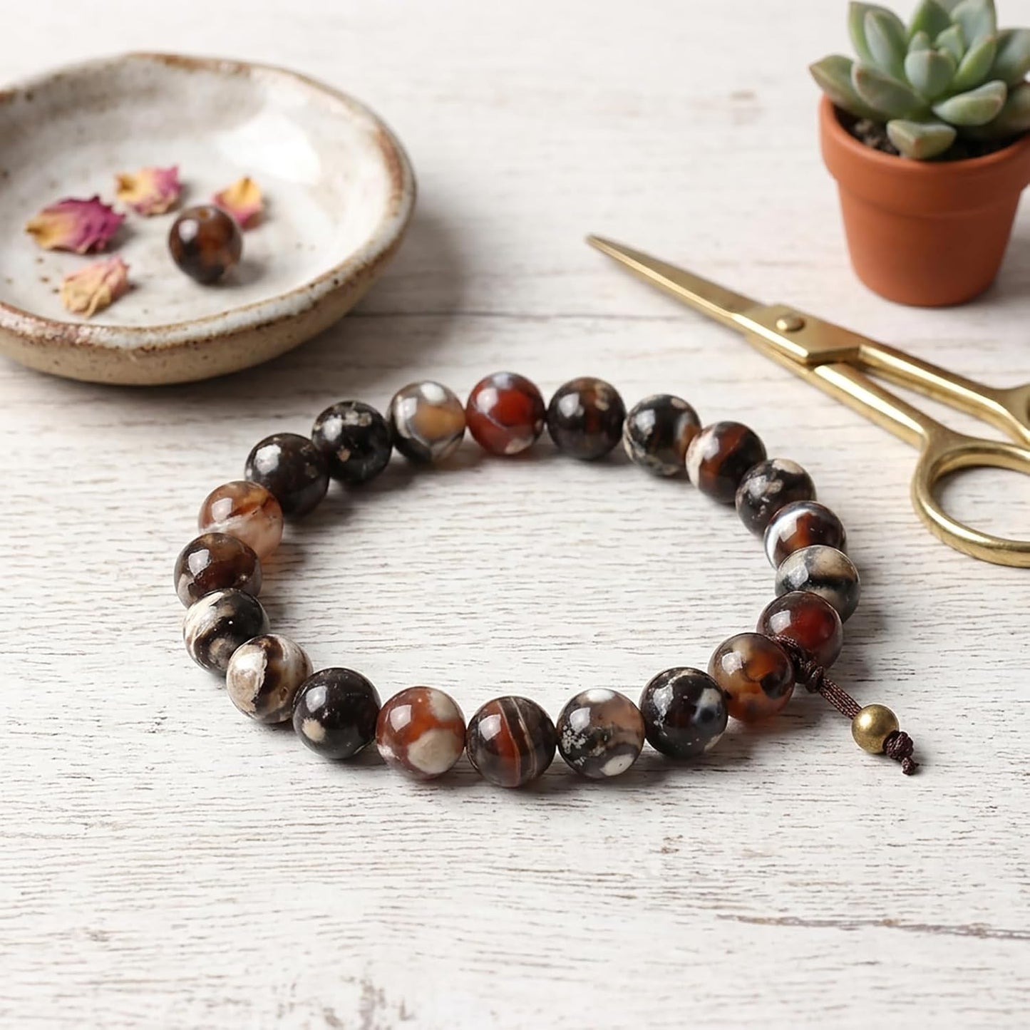 60pcs Round Loose Yellow Fire Agate Beads for Bracelet Beads，6mm Gemstone Bead Round Loose Stone Beads for Jewelry Making DIY Bracelet Necklace Earrings