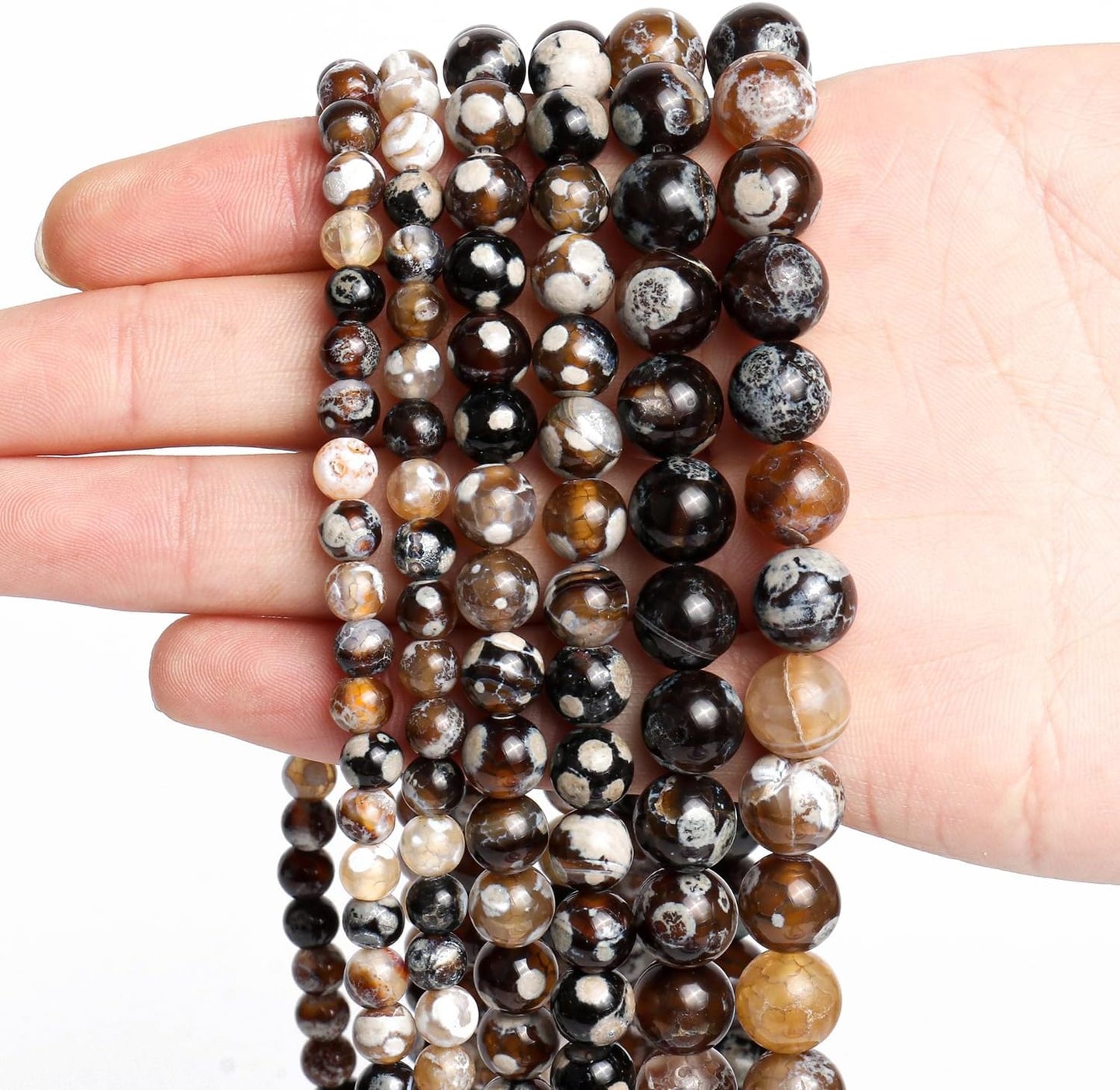 60pcs Round Loose Yellow Fire Agate Beads for Bracelet Beads，6mm Gemstone Bead Round Loose Stone Beads for Jewelry Making DIY Bracelet Necklace Earrings