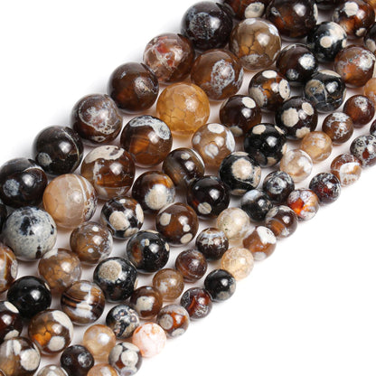 60pcs Round Loose Yellow Fire Agate Beads for Bracelet Beads，6mm Gemstone Bead Round Loose Stone Beads for Jewelry Making DIY Bracelet Necklace Earrings