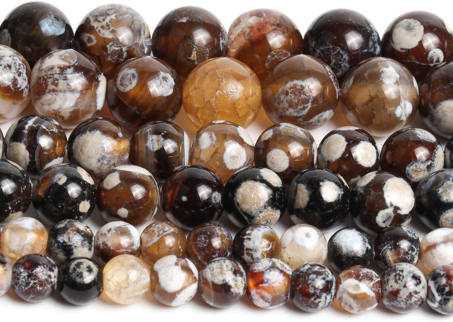 60pcs Round Loose Yellow Fire Agate Beads for Bracelet Beads，6mm Gemstone Bead Round Loose Stone Beads for Jewelry Making DIY Bracelet Necklace Earrings
