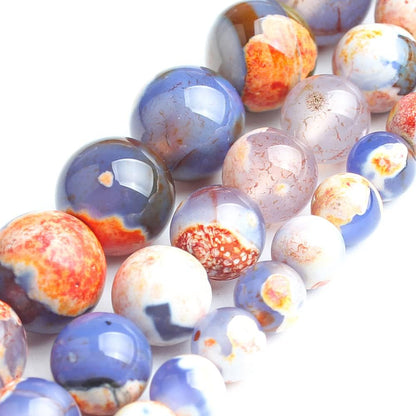 60pcs Round Loose Yellow Fire Agate Beads for Bracelet Beads，6mm Gemstone Bead Round Loose Stone Beads for Jewelry Making DIY Bracelet Necklace Earrings