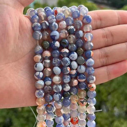 60pcs Round Loose Yellow Fire Agate Beads for Bracelet Beads，6mm Gemstone Bead Round Loose Stone Beads for Jewelry Making DIY Bracelet Necklace Earrings