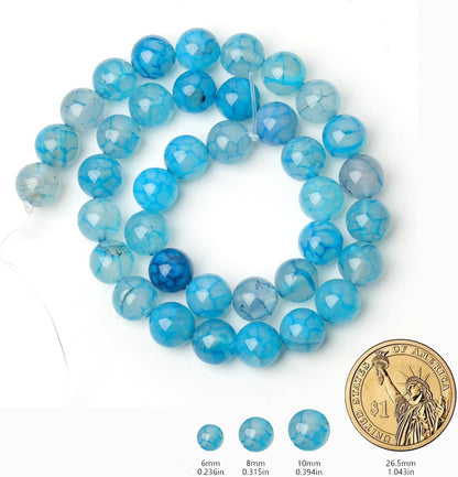 60pcs Round Loose Yellow Fire Agate Beads for Bracelet Beads，6mm Gemstone Bead Round Loose Stone Beads for Jewelry Making DIY Bracelet Necklace Earrings