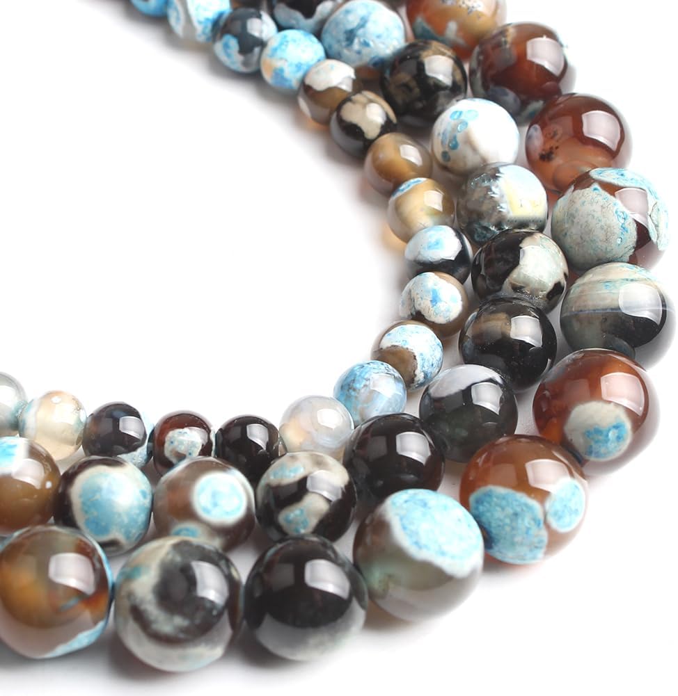 60pcs Round Loose Yellow Fire Agate Beads for Bracelet Beads，6mm Gemstone Bead Round Loose Stone Beads for Jewelry Making DIY Bracelet Necklace Earrings