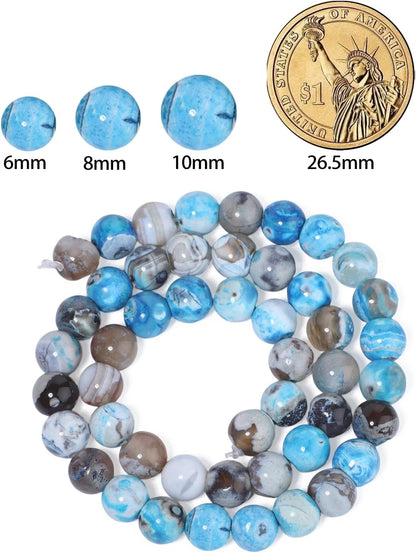60pcs Round Loose Yellow Fire Agate Beads for Bracelet Beads，6mm Gemstone Bead Round Loose Stone Beads for Jewelry Making DIY Bracelet Necklace Earrings