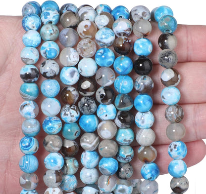 60pcs Round Loose Yellow Fire Agate Beads for Bracelet Beads，6mm Gemstone Bead Round Loose Stone Beads for Jewelry Making DIY Bracelet Necklace Earrings