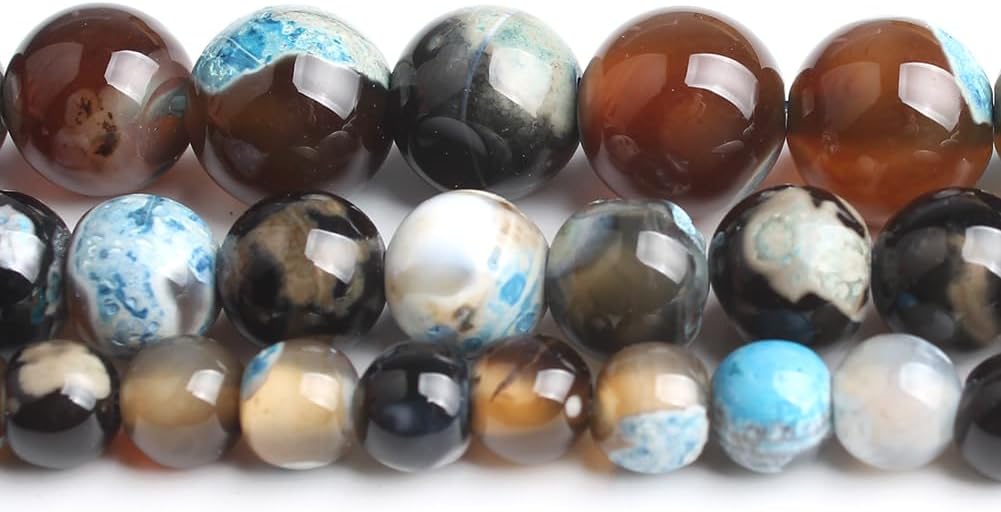 60pcs Round Loose Yellow Fire Agate Beads for Bracelet Beads，6mm Gemstone Bead Round Loose Stone Beads for Jewelry Making DIY Bracelet Necklace Earrings