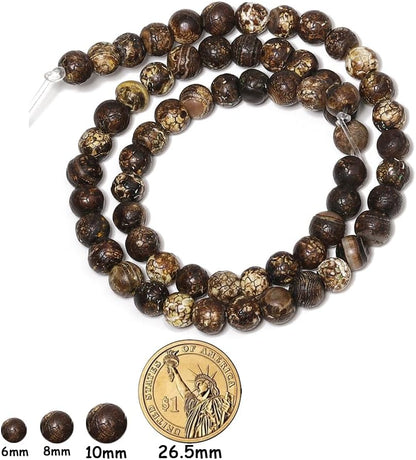 60pcs Round Loose Yellow Fire Agate Beads for Bracelet Beads，6mm Gemstone Bead Round Loose Stone Beads for Jewelry Making DIY Bracelet Necklace Earrings