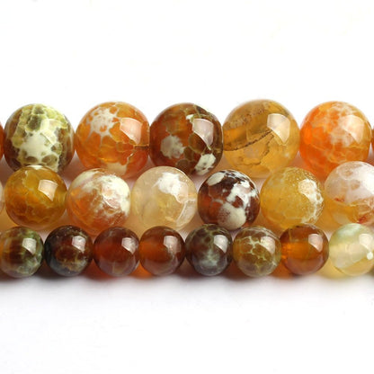 60pcs Round Loose Yellow Fire Agate Beads for Bracelet Beads，6mm Gemstone Bead Round Loose Stone Beads for Jewelry Making DIY Bracelet Necklace Earrings