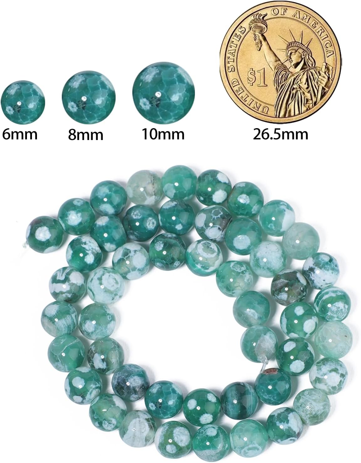 60pcs Round Loose Yellow Fire Agate Beads for Bracelet Beads，6mm Gemstone Bead Round Loose Stone Beads for Jewelry Making DIY Bracelet Necklace Earrings