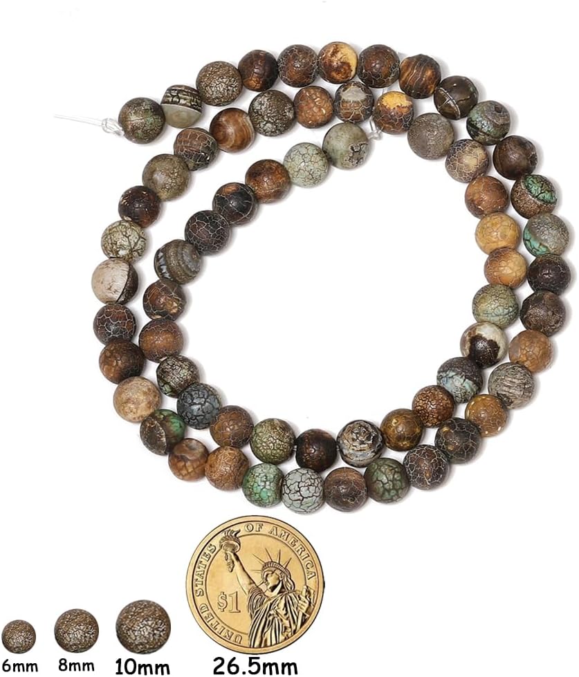 60pcs Round Loose Yellow Fire Agate Beads for Bracelet Beads，6mm Gemstone Bead Round Loose Stone Beads for Jewelry Making DIY Bracelet Necklace Earrings
