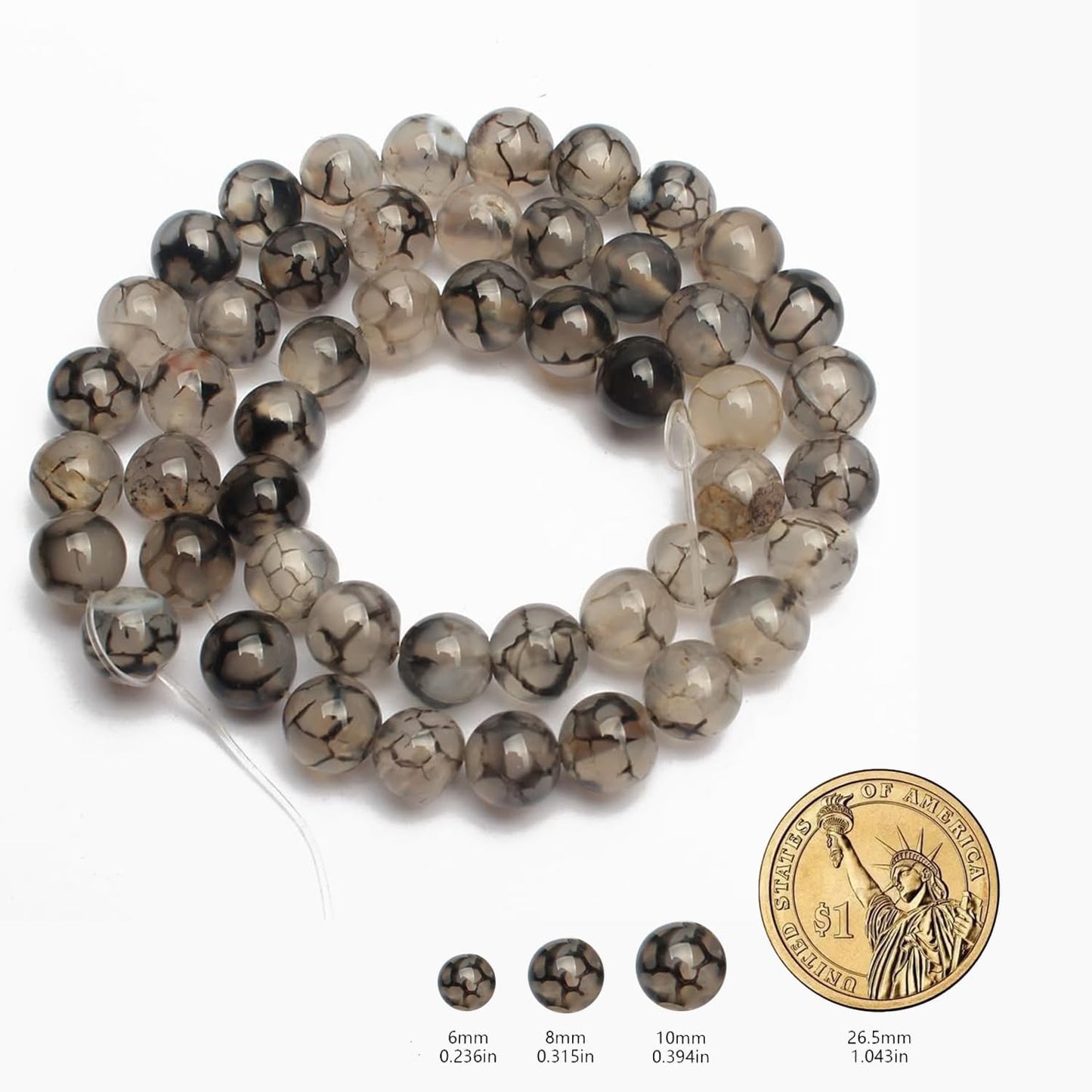 60pcs Round Loose Yellow Fire Agate Beads for Bracelet Beads，6mm Gemstone Bead Round Loose Stone Beads for Jewelry Making DIY Bracelet Necklace Earrings