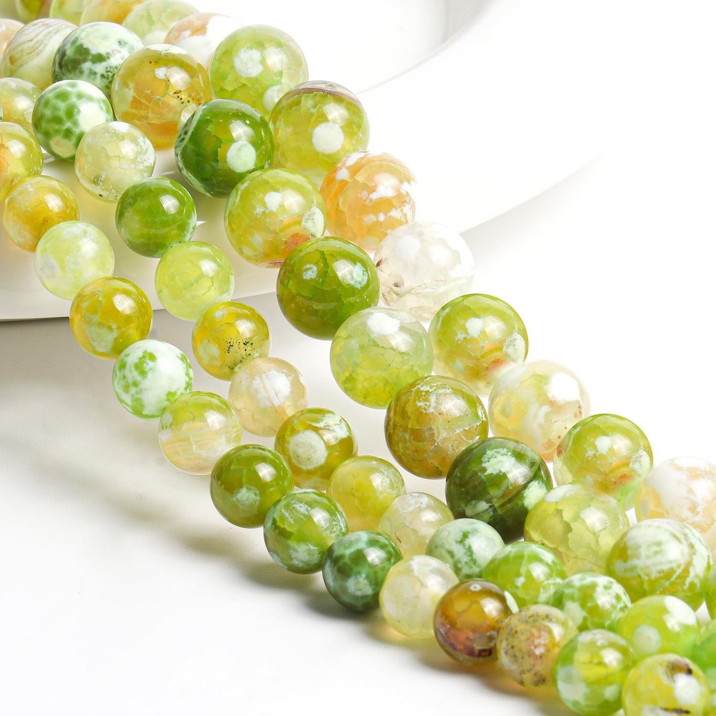 60pcs Round Loose Yellow Fire Agate Beads for Bracelet Beads，6mm Gemstone Bead Round Loose Stone Beads for Jewelry Making DIY Bracelet Necklace Earrings
