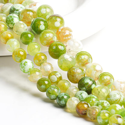 60pcs Round Loose Yellow Fire Agate Beads for Bracelet Beads，6mm Gemstone Bead Round Loose Stone Beads for Jewelry Making DIY Bracelet Necklace Earrings