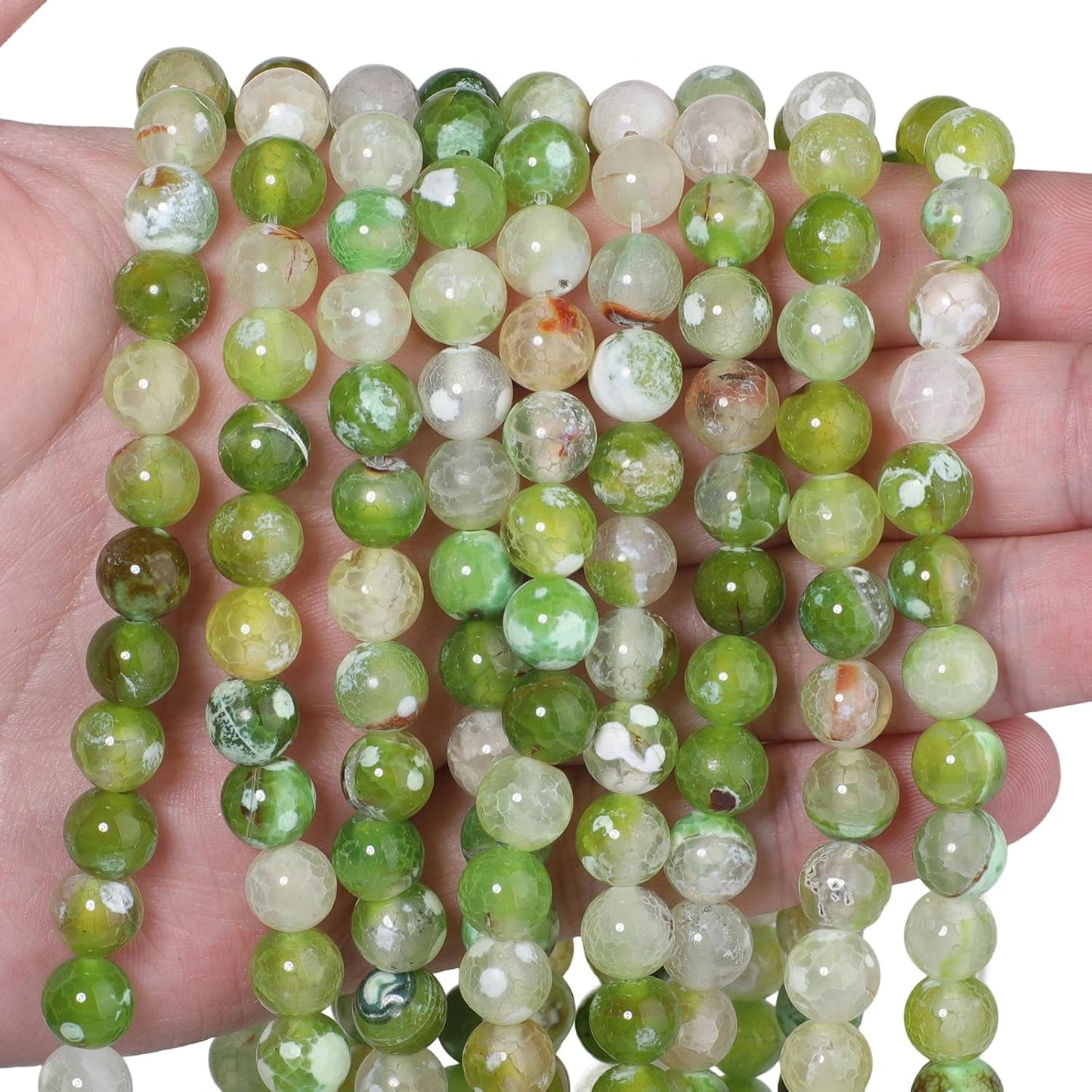 60pcs Round Loose Yellow Fire Agate Beads for Bracelet Beads，6mm Gemstone Bead Round Loose Stone Beads for Jewelry Making DIY Bracelet Necklace Earrings