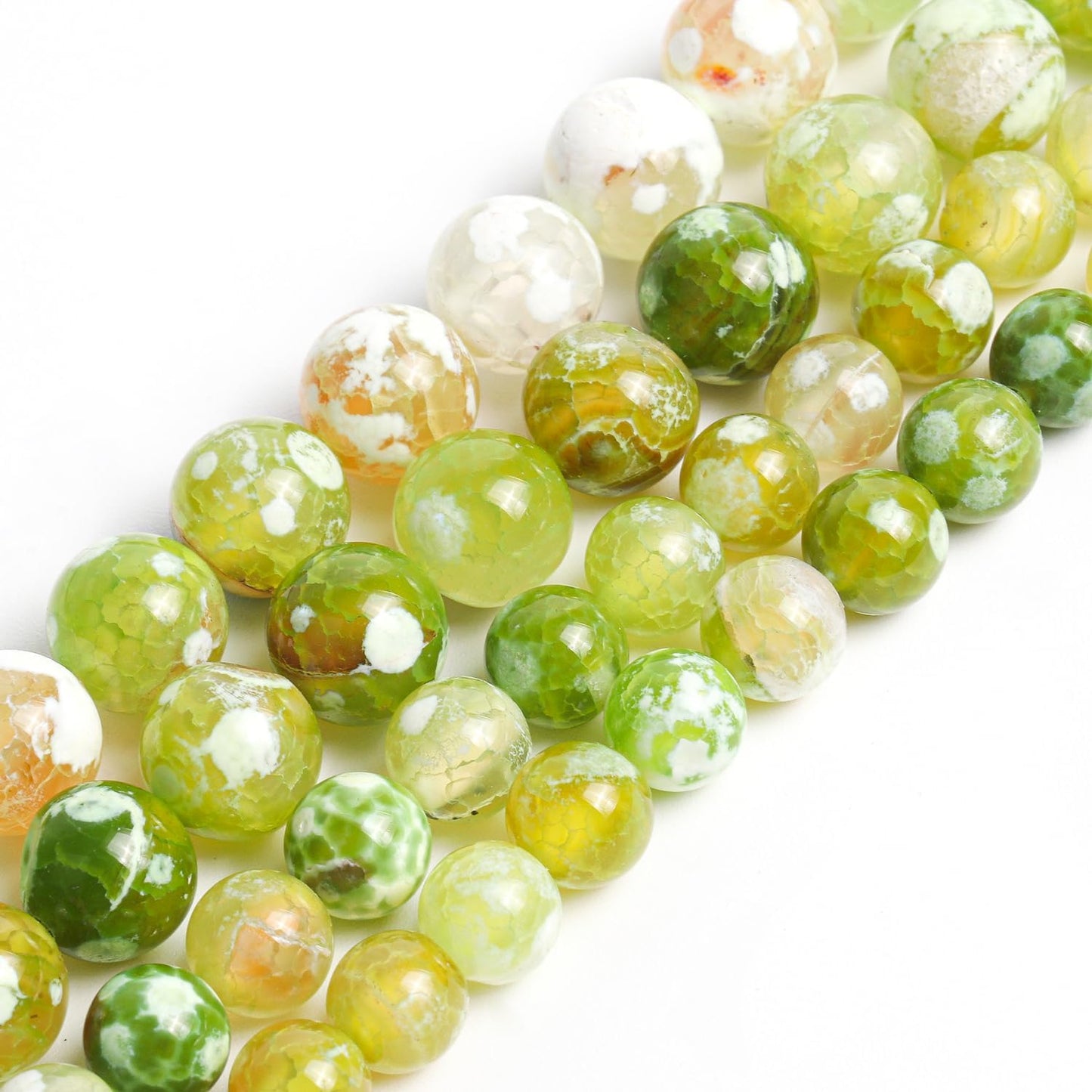 60pcs Round Loose Yellow Fire Agate Beads for Bracelet Beads，6mm Gemstone Bead Round Loose Stone Beads for Jewelry Making DIY Bracelet Necklace Earrings