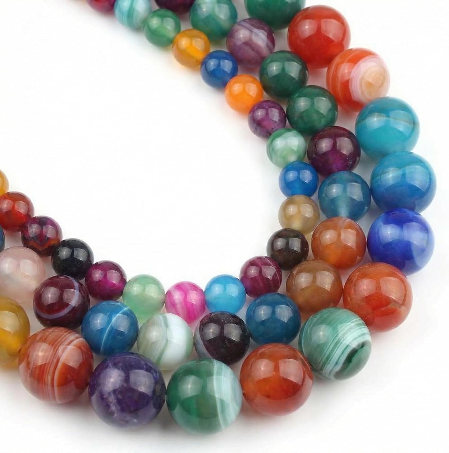 60pcs Round Loose Yellow Fire Agate Beads for Bracelet Beads，6mm Gemstone Bead Round Loose Stone Beads for Jewelry Making DIY Bracelet Necklace Earrings