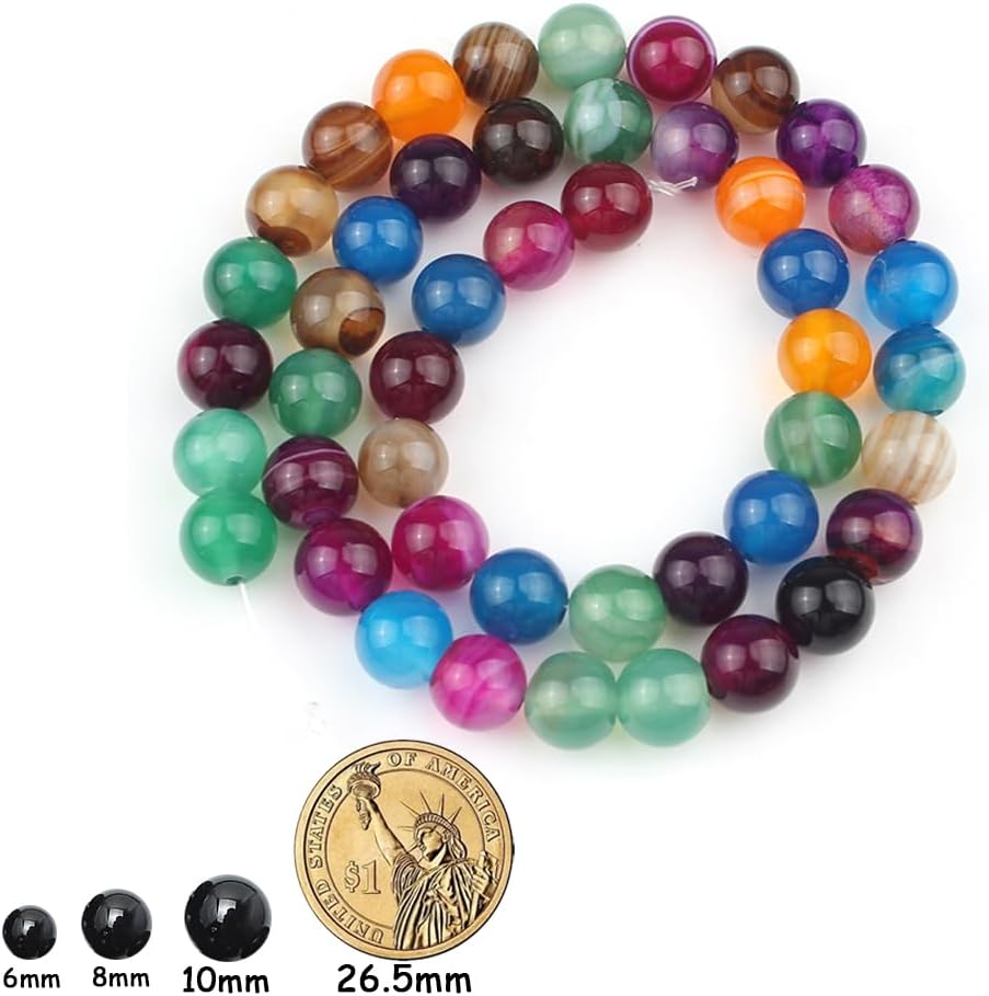 60pcs Round Loose Yellow Fire Agate Beads for Bracelet Beads，6mm Gemstone Bead Round Loose Stone Beads for Jewelry Making DIY Bracelet Necklace Earrings