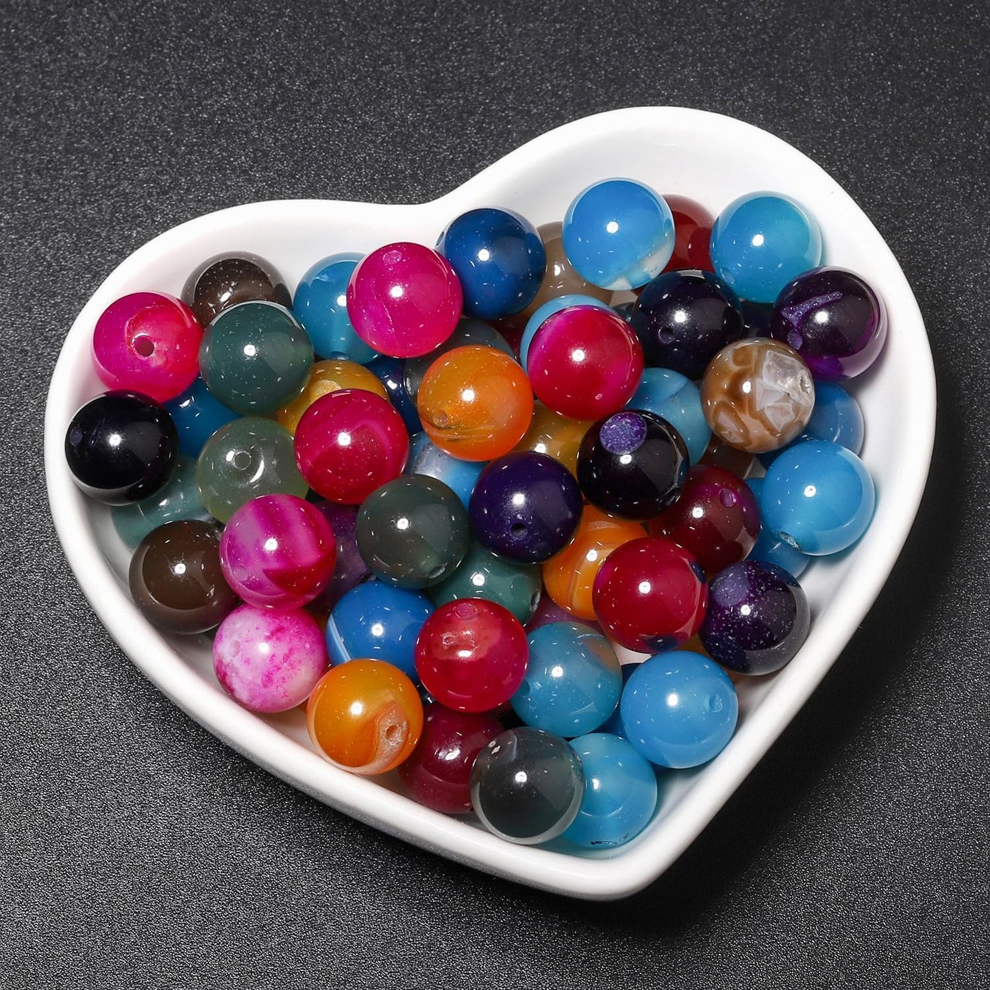60pcs Round Loose Yellow Fire Agate Beads for Bracelet Beads，6mm Gemstone Bead Round Loose Stone Beads for Jewelry Making DIY Bracelet Necklace Earrings