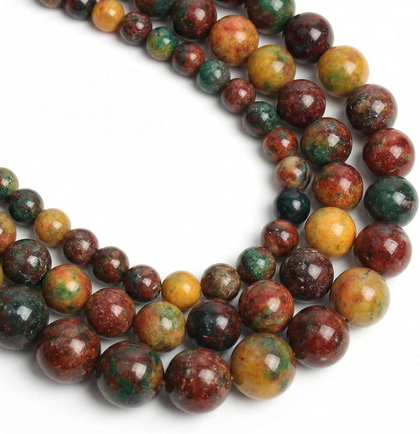 60pcs Round Loose Yellow Fire Agate Beads for Bracelet Beads，6mm Gemstone Bead Round Loose Stone Beads for Jewelry Making DIY Bracelet Necklace Earrings