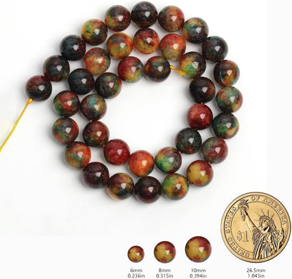 60pcs Round Loose Yellow Fire Agate Beads for Bracelet Beads，6mm Gemstone Bead Round Loose Stone Beads for Jewelry Making DIY Bracelet Necklace Earrings