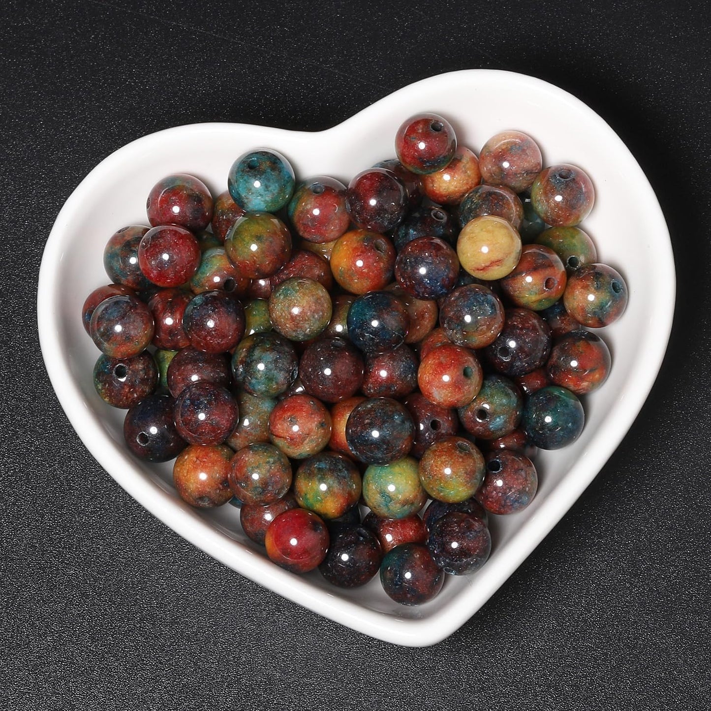 60pcs Round Loose Yellow Fire Agate Beads for Bracelet Beads，6mm Gemstone Bead Round Loose Stone Beads for Jewelry Making DIY Bracelet Necklace Earrings