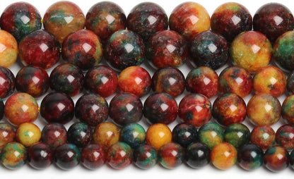60pcs Round Loose Yellow Fire Agate Beads for Bracelet Beads，6mm Gemstone Bead Round Loose Stone Beads for Jewelry Making DIY Bracelet Necklace Earrings