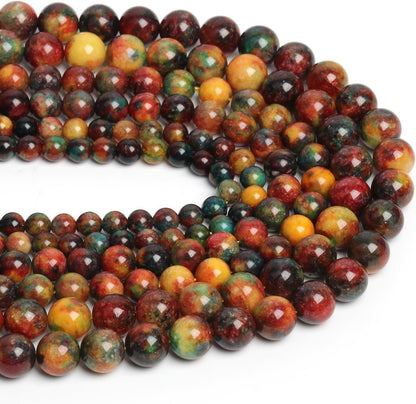 60pcs Round Loose Yellow Fire Agate Beads for Bracelet Beads，6mm Gemstone Bead Round Loose Stone Beads for Jewelry Making DIY Bracelet Necklace Earrings