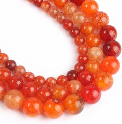 60pcs Round Loose Yellow Fire Agate Beads for Bracelet Beads，6mm Gemstone Bead Round Loose Stone Beads for Jewelry Making DIY Bracelet Necklace Earrings
