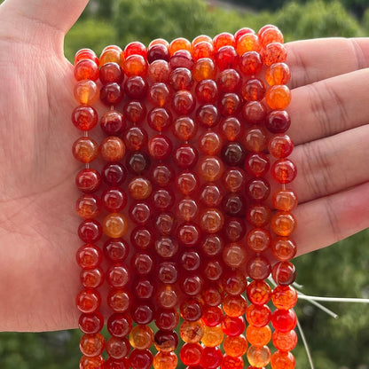 60pcs Round Loose Yellow Fire Agate Beads for Bracelet Beads，6mm Gemstone Bead Round Loose Stone Beads for Jewelry Making DIY Bracelet Necklace Earrings