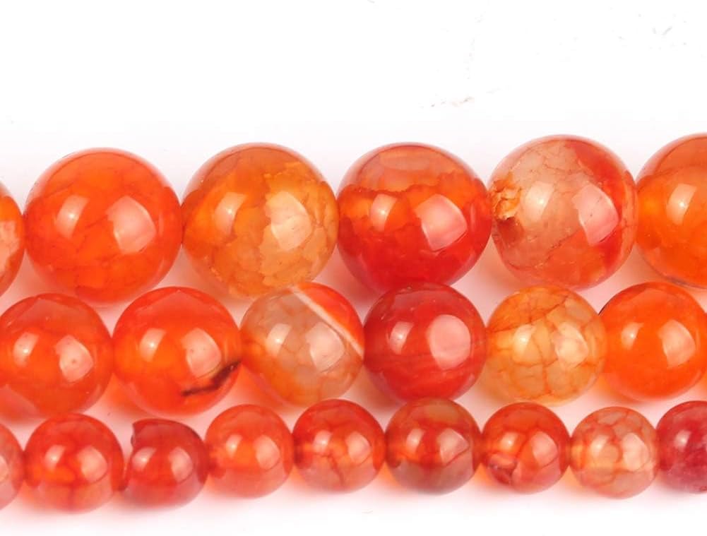 60pcs Round Loose Yellow Fire Agate Beads for Bracelet Beads，6mm Gemstone Bead Round Loose Stone Beads for Jewelry Making DIY Bracelet Necklace Earrings