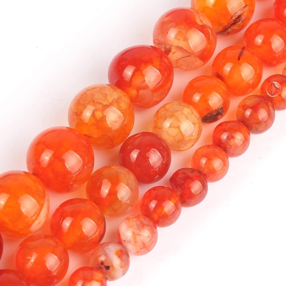 60pcs Round Loose Yellow Fire Agate Beads for Bracelet Beads，6mm Gemstone Bead Round Loose Stone Beads for Jewelry Making DIY Bracelet Necklace Earrings
