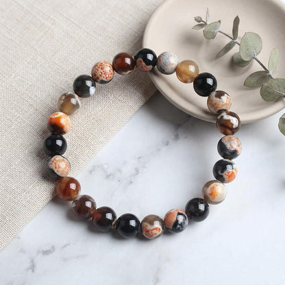 60pcs Round Loose Yellow Fire Agate Beads for Bracelet Beads，6mm Gemstone Bead Round Loose Stone Beads for Jewelry Making DIY Bracelet Necklace Earrings