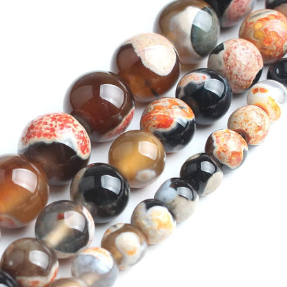 60pcs Round Loose Yellow Fire Agate Beads for Bracelet Beads，6mm Gemstone Bead Round Loose Stone Beads for Jewelry Making DIY Bracelet Necklace Earrings