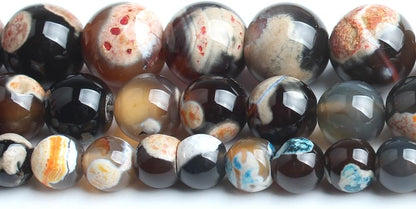 60pcs Round Loose Yellow Fire Agate Beads for Bracelet Beads，6mm Gemstone Bead Round Loose Stone Beads for Jewelry Making DIY Bracelet Necklace Earrings