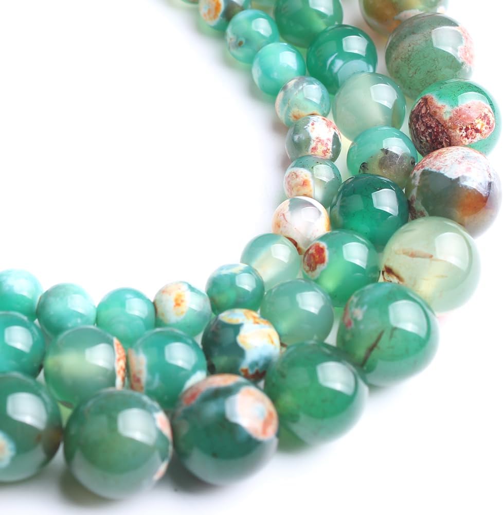 60pcs Round Loose Yellow Fire Agate Beads for Bracelet Beads，6mm Gemstone Bead Round Loose Stone Beads for Jewelry Making DIY Bracelet Necklace Earrings