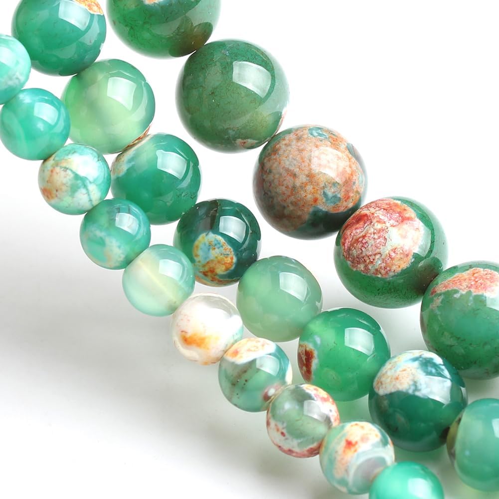 60pcs Round Loose Yellow Fire Agate Beads for Bracelet Beads，6mm Gemstone Bead Round Loose Stone Beads for Jewelry Making DIY Bracelet Necklace Earrings