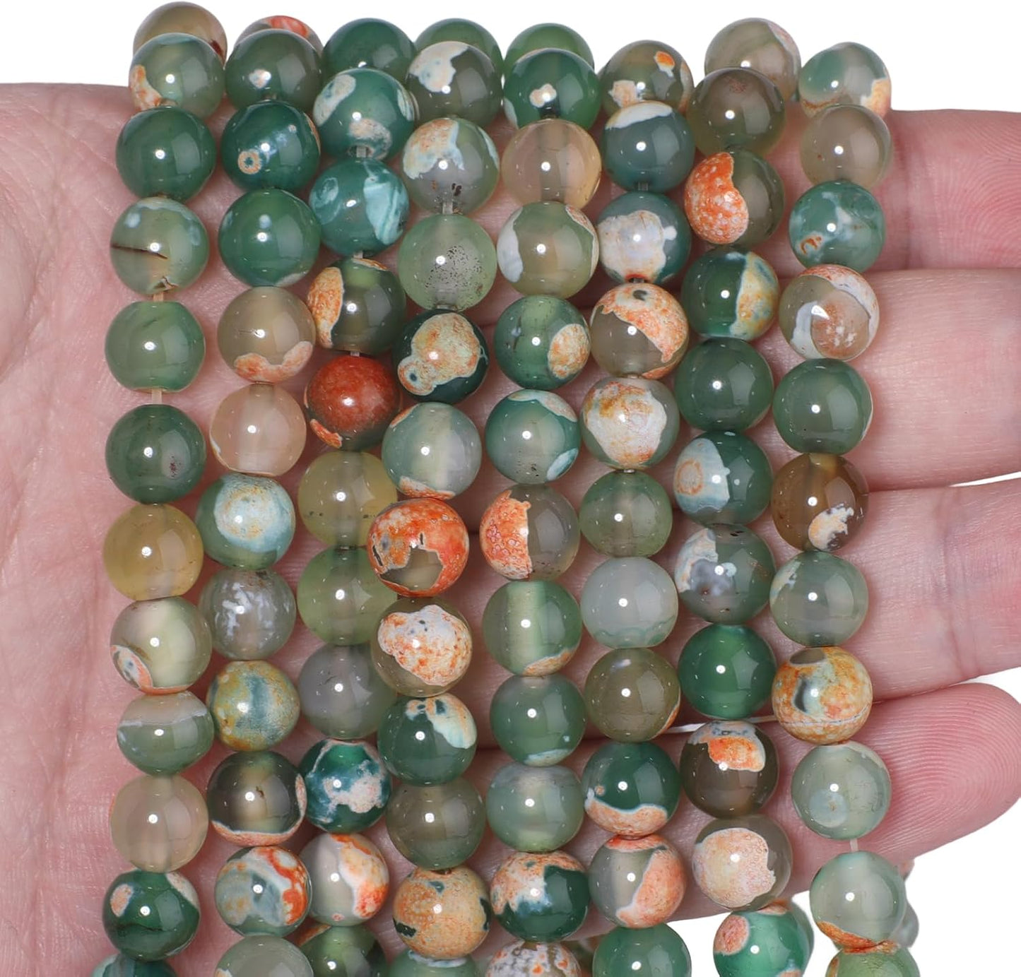 60pcs Round Loose Yellow Fire Agate Beads for Bracelet Beads，6mm Gemstone Bead Round Loose Stone Beads for Jewelry Making DIY Bracelet Necklace Earrings