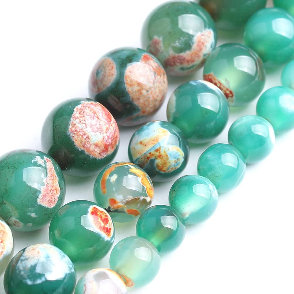 60pcs Round Loose Yellow Fire Agate Beads for Bracelet Beads，6mm Gemstone Bead Round Loose Stone Beads for Jewelry Making DIY Bracelet Necklace Earrings