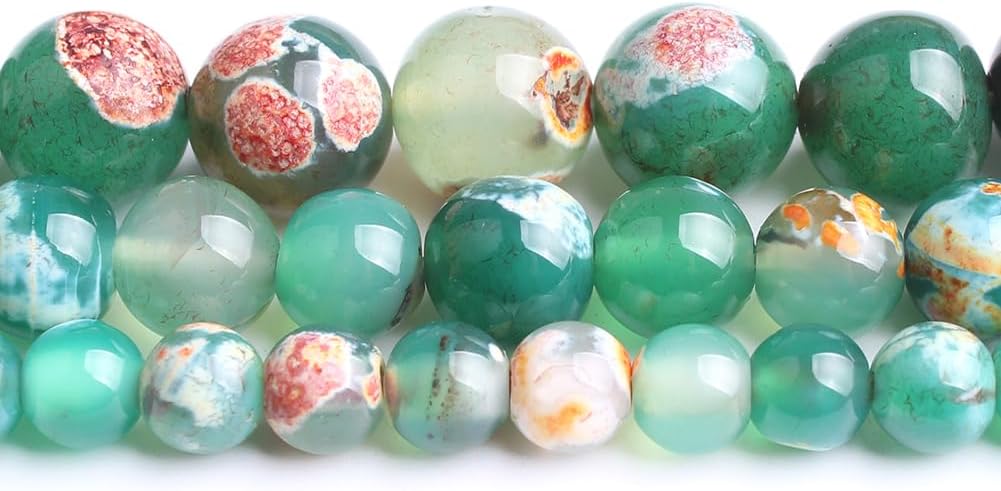 60pcs Round Loose Yellow Fire Agate Beads for Bracelet Beads，6mm Gemstone Bead Round Loose Stone Beads for Jewelry Making DIY Bracelet Necklace Earrings