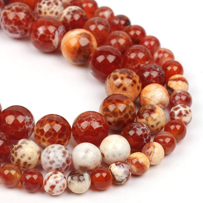 60pcs Round Loose Yellow Fire Agate Beads for Bracelet Beads，6mm Gemstone Bead Round Loose Stone Beads for Jewelry Making DIY Bracelet Necklace Earrings