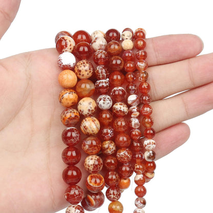 60pcs Round Loose Yellow Fire Agate Beads for Bracelet Beads，6mm Gemstone Bead Round Loose Stone Beads for Jewelry Making DIY Bracelet Necklace Earrings