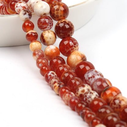 60pcs Round Loose Yellow Fire Agate Beads for Bracelet Beads，6mm Gemstone Bead Round Loose Stone Beads for Jewelry Making DIY Bracelet Necklace Earrings