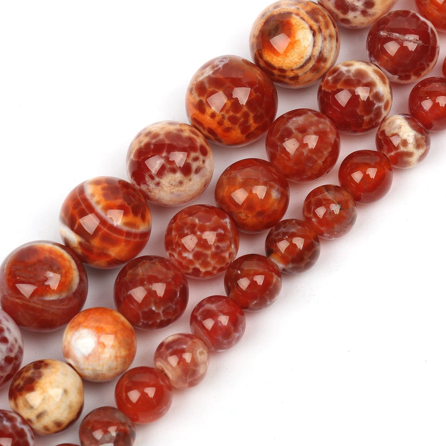 60pcs Round Loose Yellow Fire Agate Beads for Bracelet Beads，6mm Gemstone Bead Round Loose Stone Beads for Jewelry Making DIY Bracelet Necklace Earrings