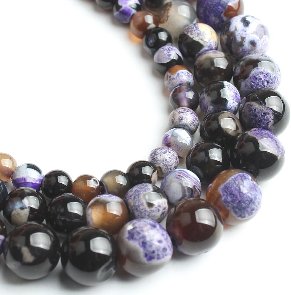 60pcs Round Loose Yellow Fire Agate Beads for Bracelet Beads，6mm Gemstone Bead Round Loose Stone Beads for Jewelry Making DIY Bracelet Necklace Earrings