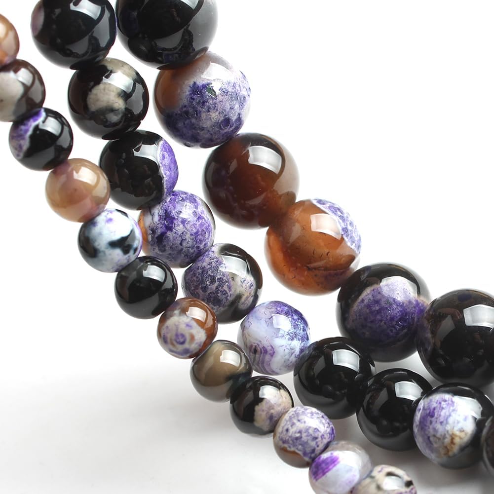 60pcs Round Loose Yellow Fire Agate Beads for Bracelet Beads，6mm Gemstone Bead Round Loose Stone Beads for Jewelry Making DIY Bracelet Necklace Earrings