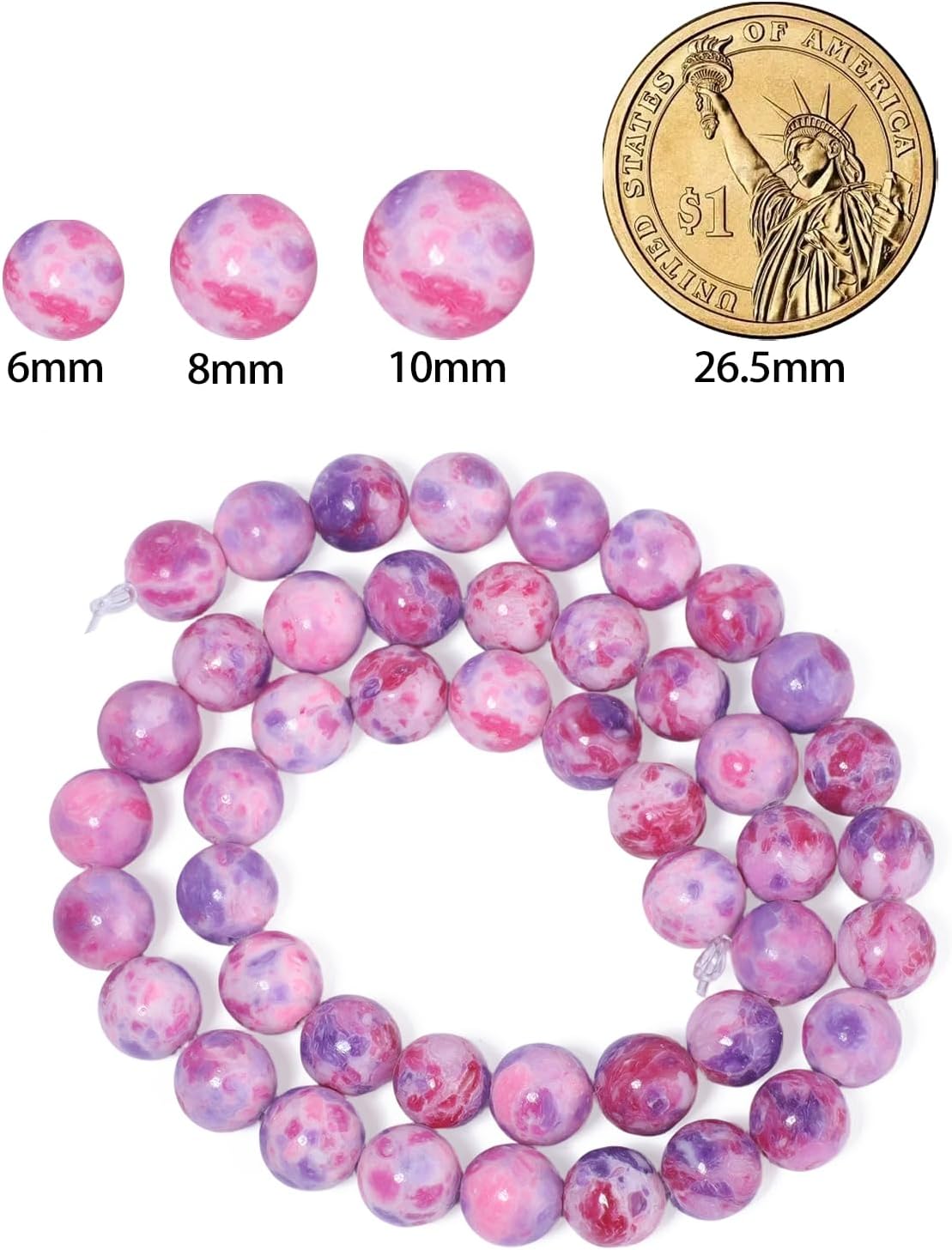 60pcs Round Loose Yellow Fire Agate Beads for Bracelet Beads，6mm Gemstone Bead Round Loose Stone Beads for Jewelry Making DIY Bracelet Necklace Earrings